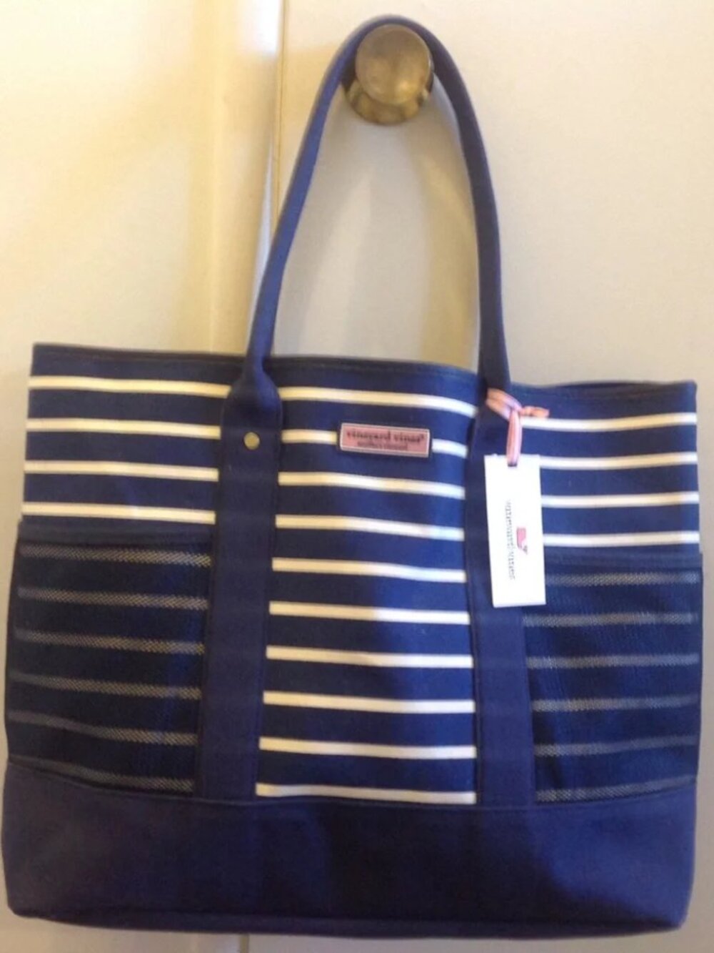 Vineyard Vines Navy White Stripe Tote Bag